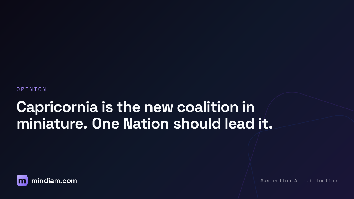 Capricornia is the new coalition in miniature. One Nation should lead it.